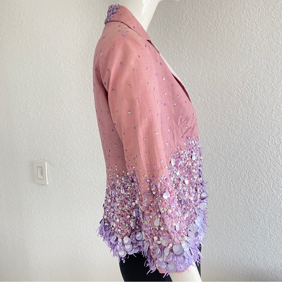 Vintage Anna Molinari Blumarine sequin embellished lavender pink jacket - Picture 3 of 16